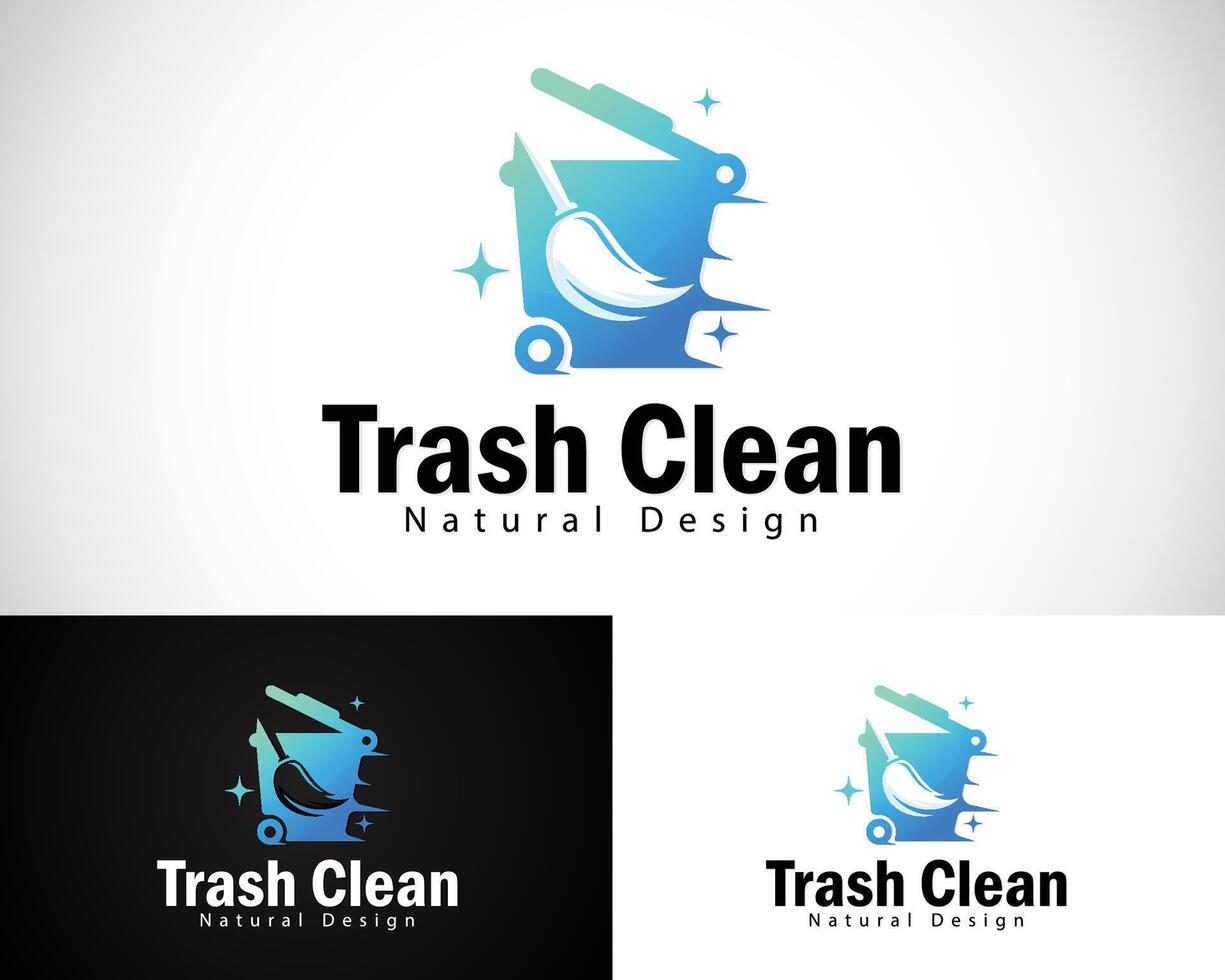 trash clans logo creative design concept line icon modern junk vector