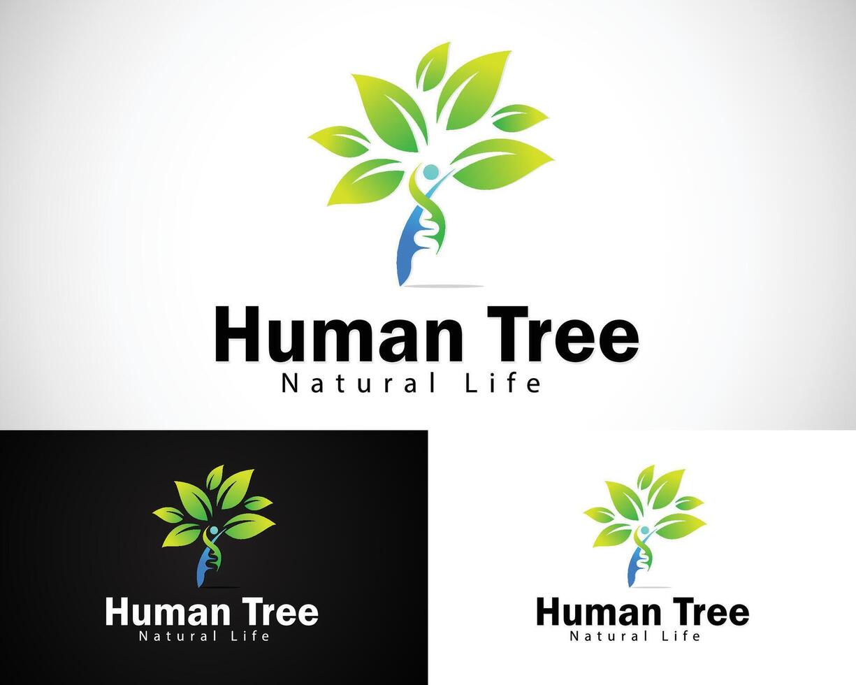 humano árbol logo creativo genética diseño concepto salir vector