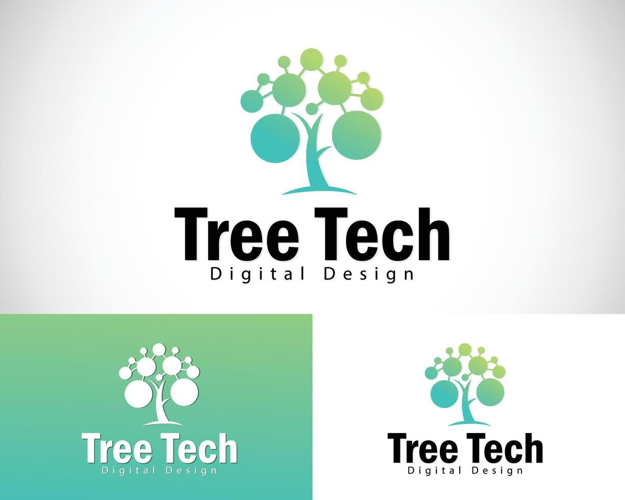 digital tree logo creative network connect design concept pixel vector