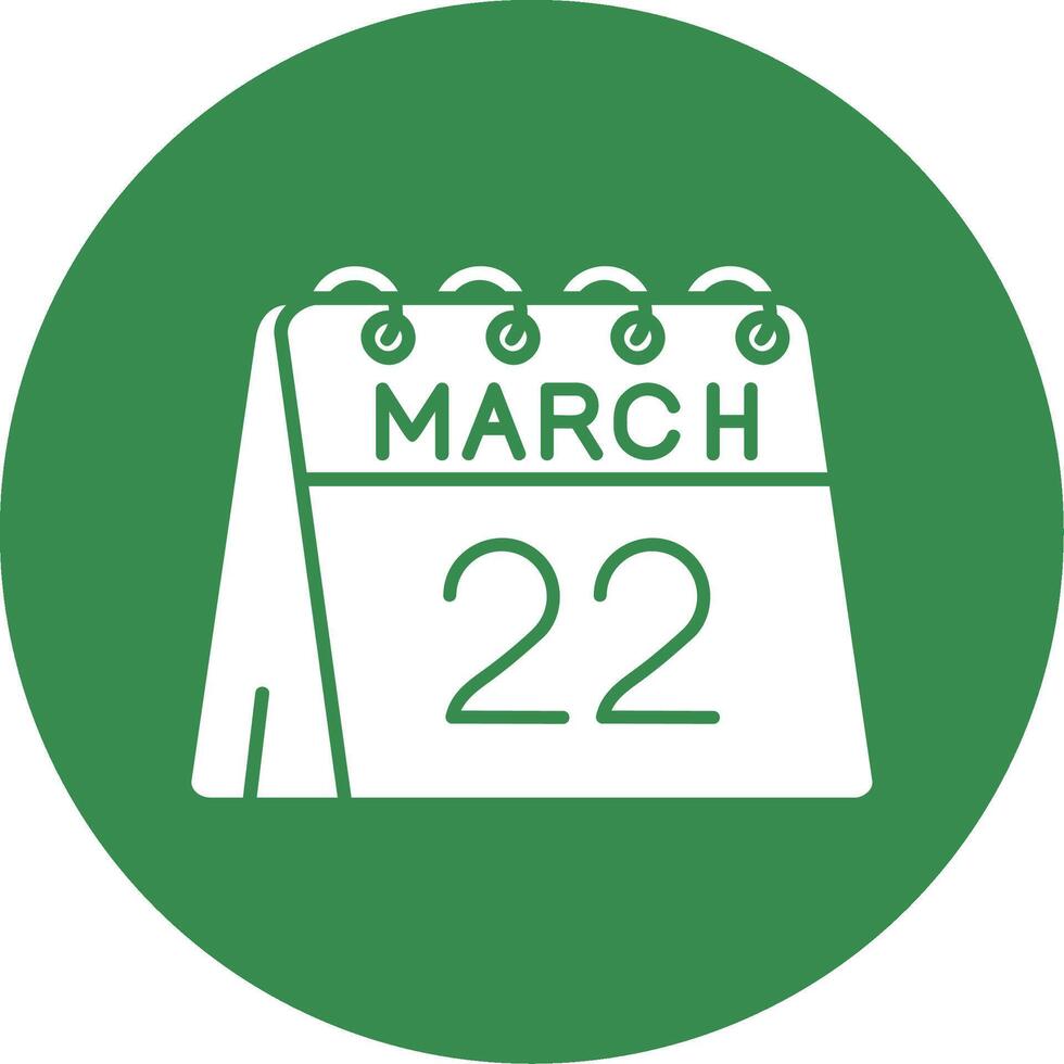 22nd of March Glyph Circle Multicolor Icon vector