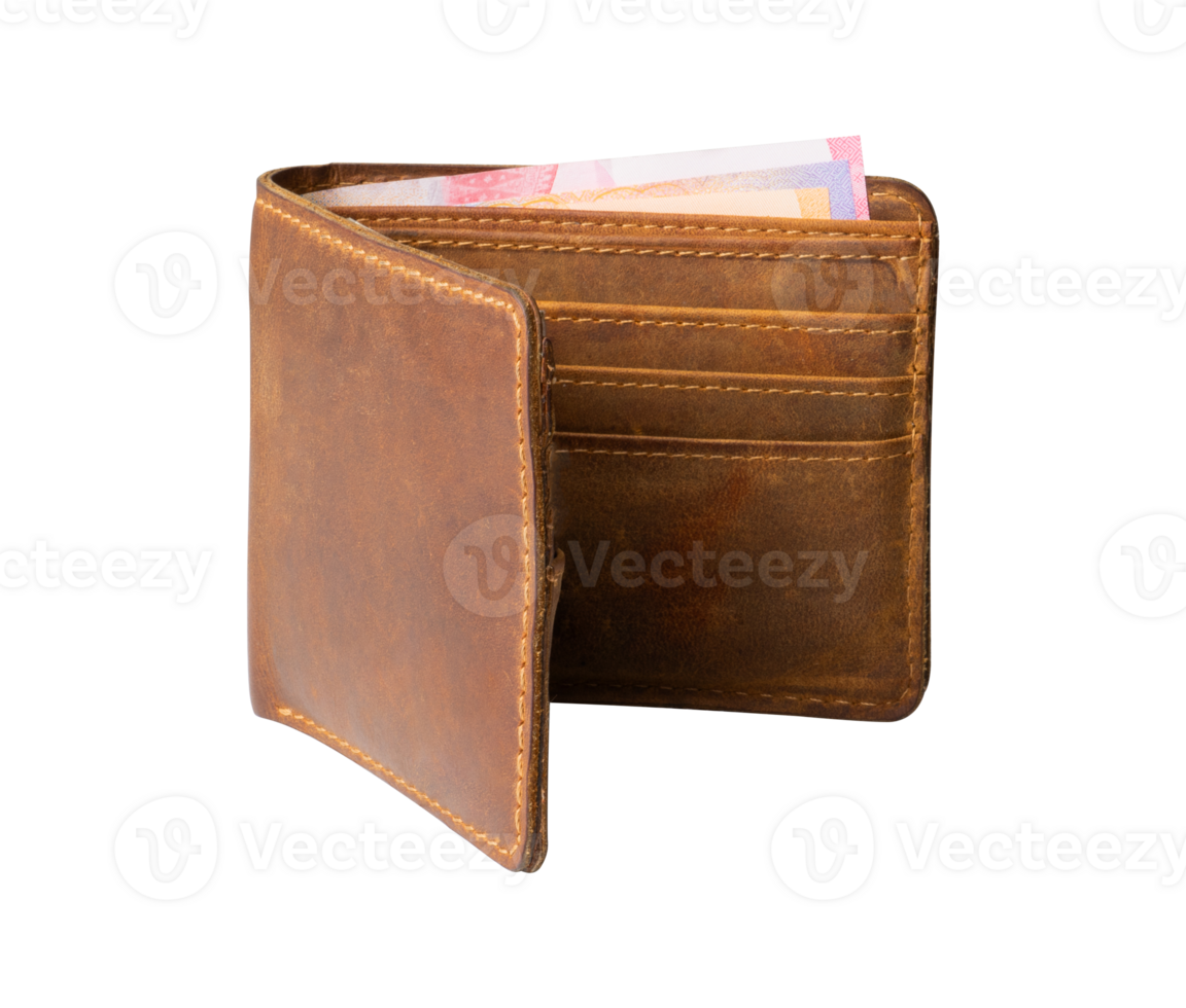 leather wallet with money isolated png