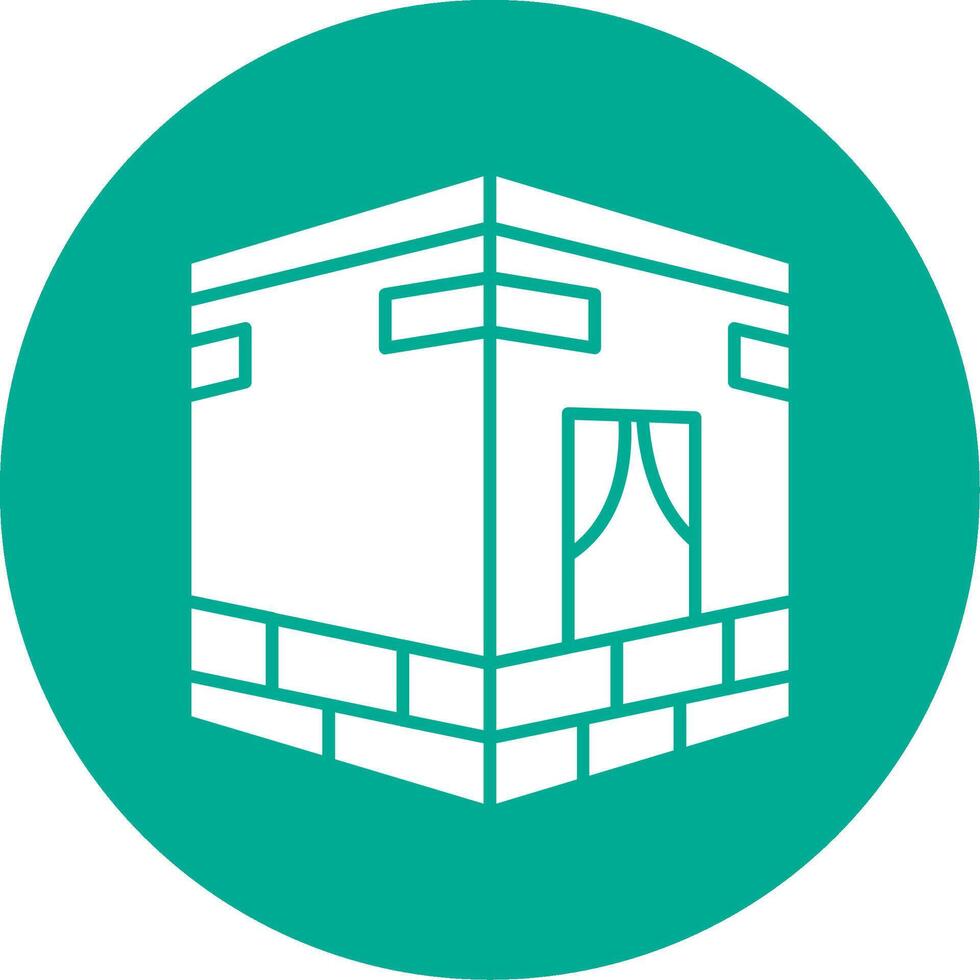 Qibla Glyph Circle Multicolor Icon vector