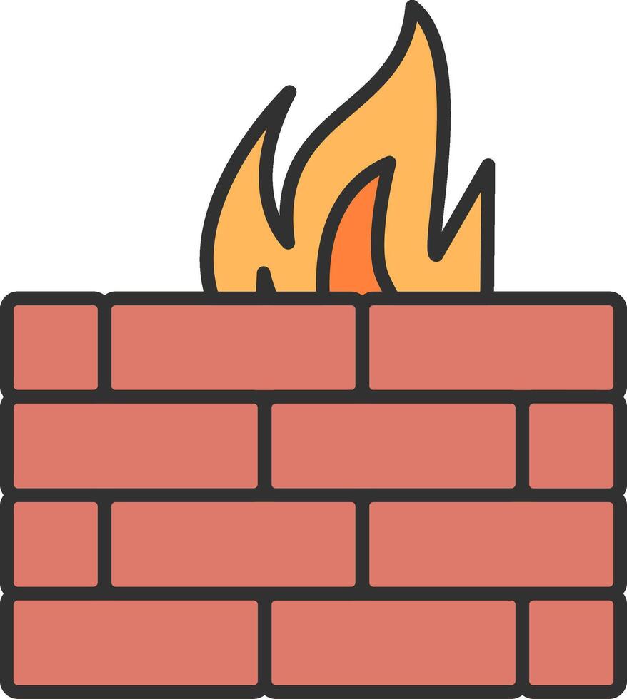 Firewall Line Filled Light Icon vector