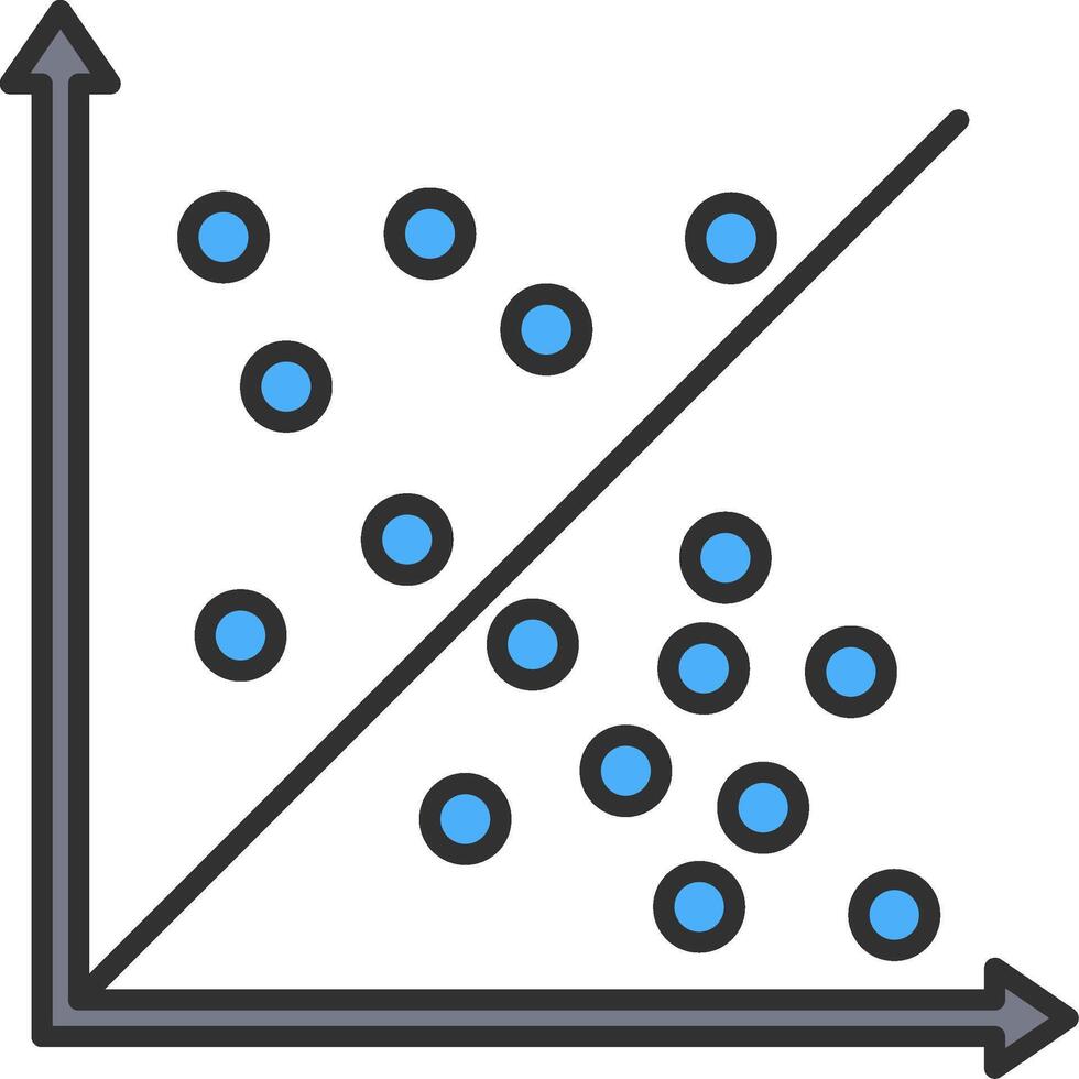 dispersión grafico línea lleno ligero icono vector