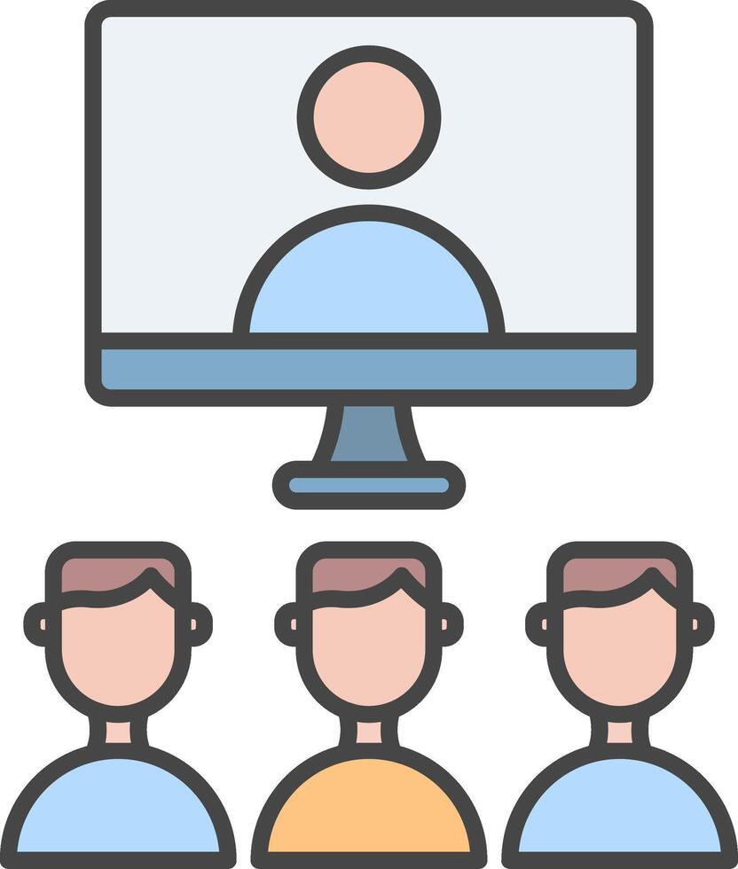 Virtual Class Line Filled Light Icon vector