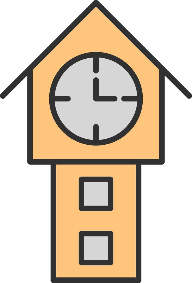 torre reloj línea lleno ligero icono vector