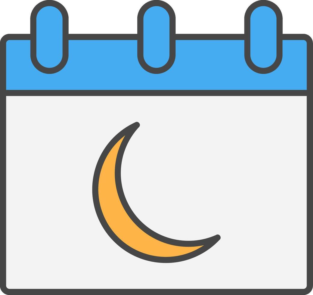 Moon Calendar Line Filled Light Icon vector