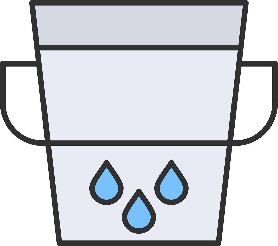 Water Bucket Line Filled Light Icon vector