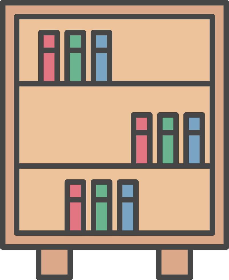 Bookshelf Line Filled Light Icon vector