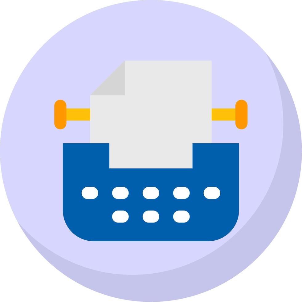 Typewriter Glyph Flat Bubble Icon vector