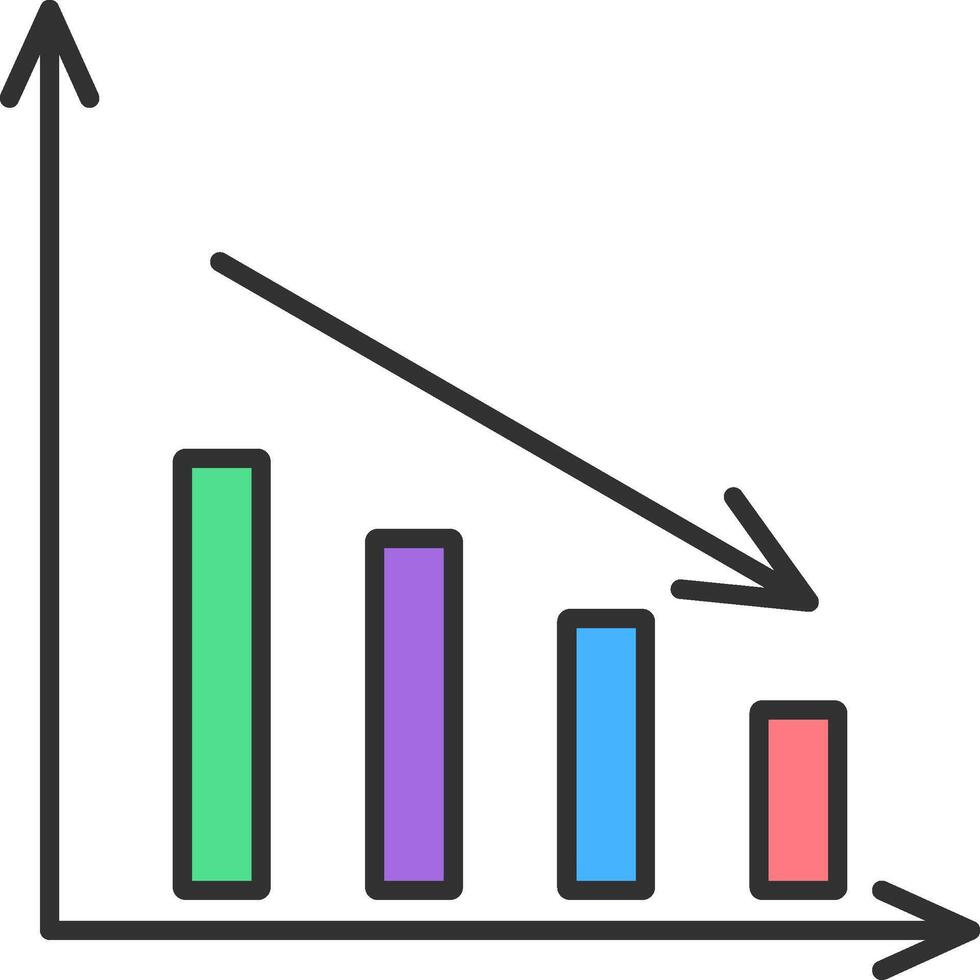 Bar Chart Line Filled Light Icon vector