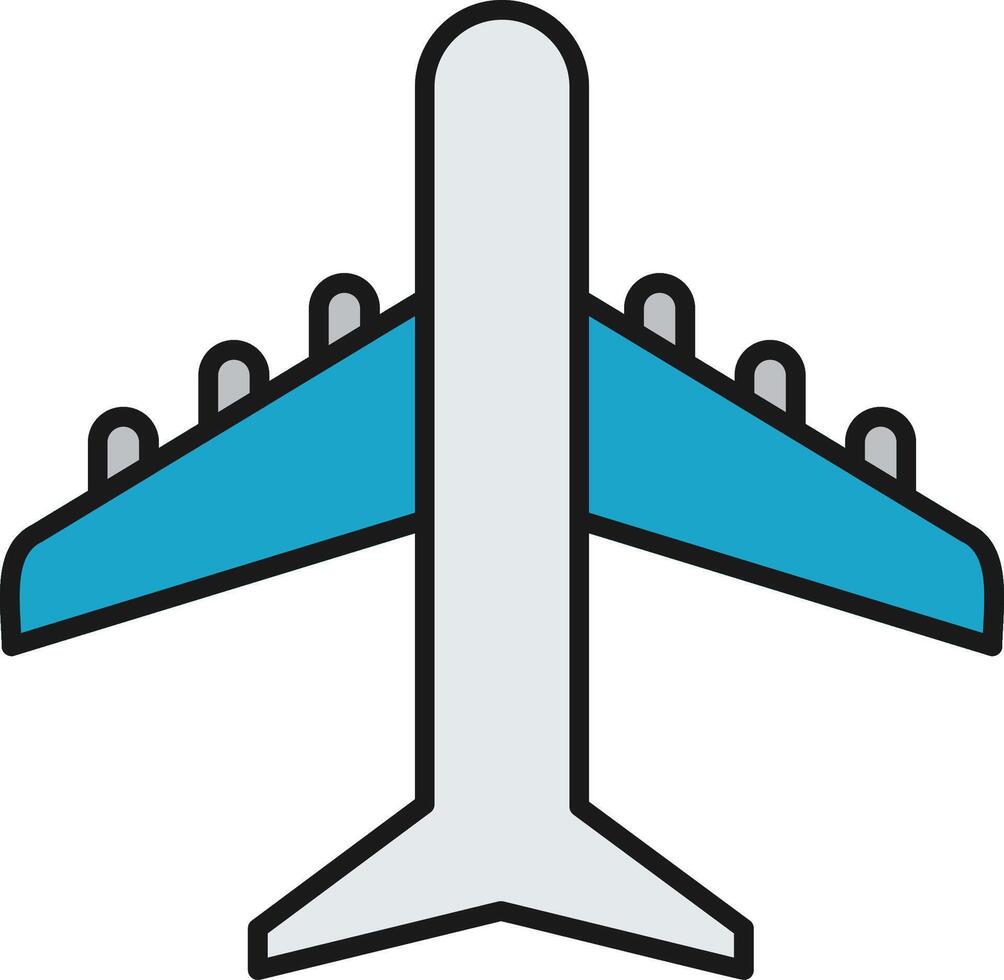 avión línea lleno ligero icono vector
