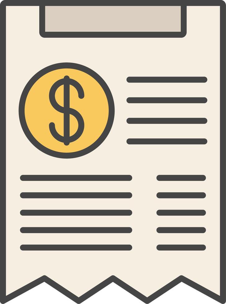 Receipt Line Filled Light Icon vector