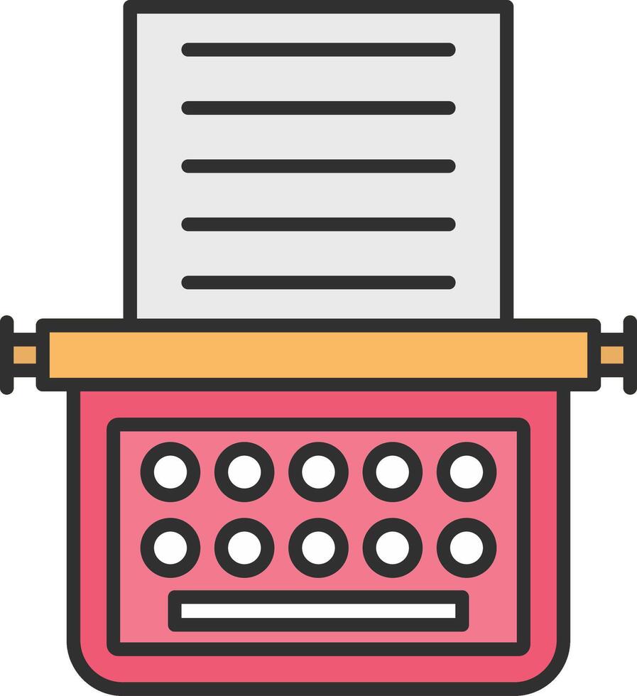 Typewriter Line Filled Light Icon vector