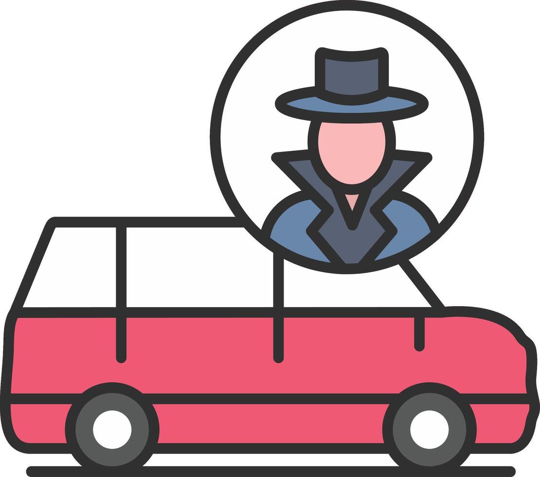 Thief Van Line Filled Light Icon vector