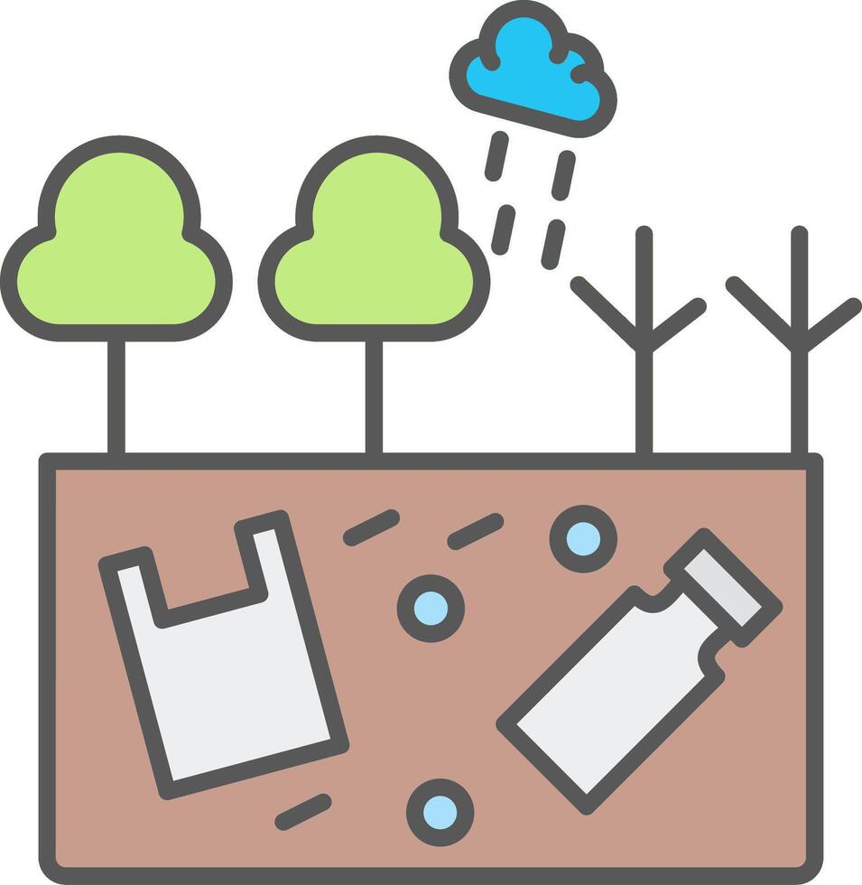 Land Pollution Line Filled Light Icon vector