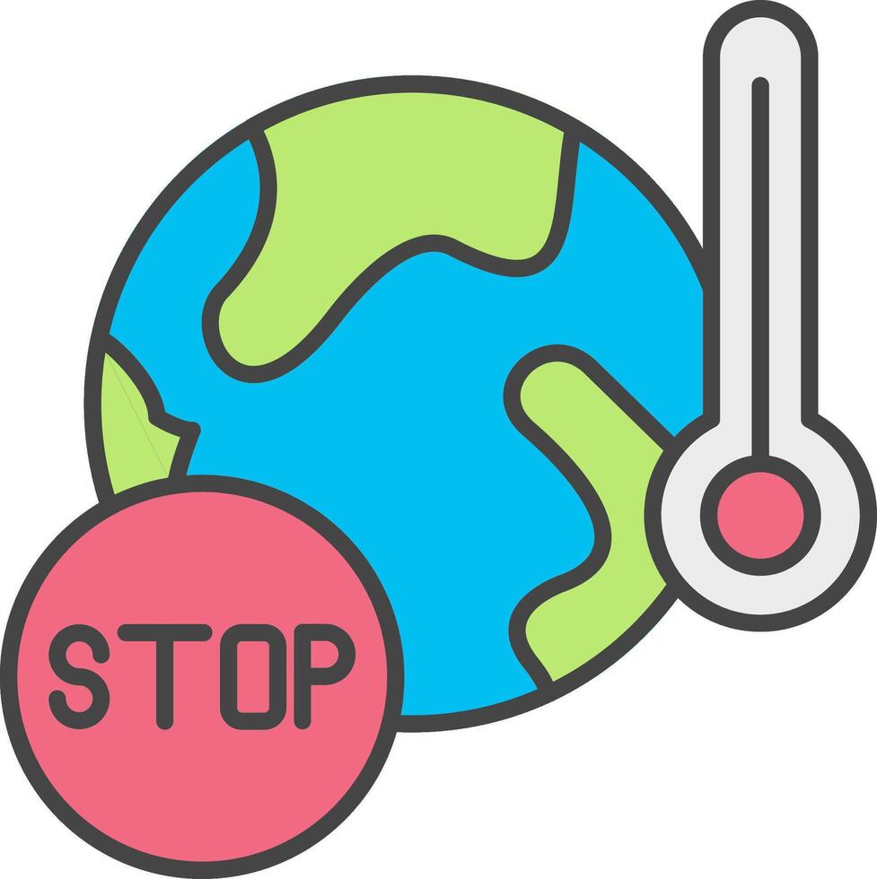 Stop Global Warming Line Filled Light Icon vector