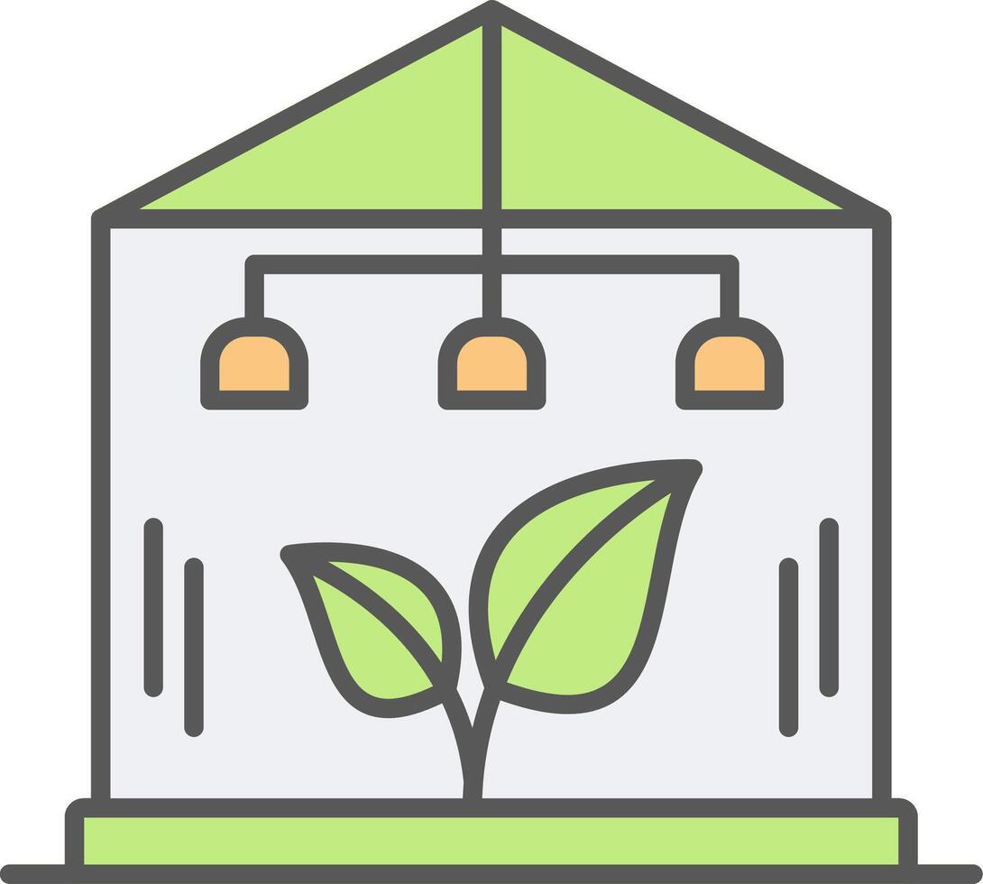 Greenhouse Line Filled Light Icon vector