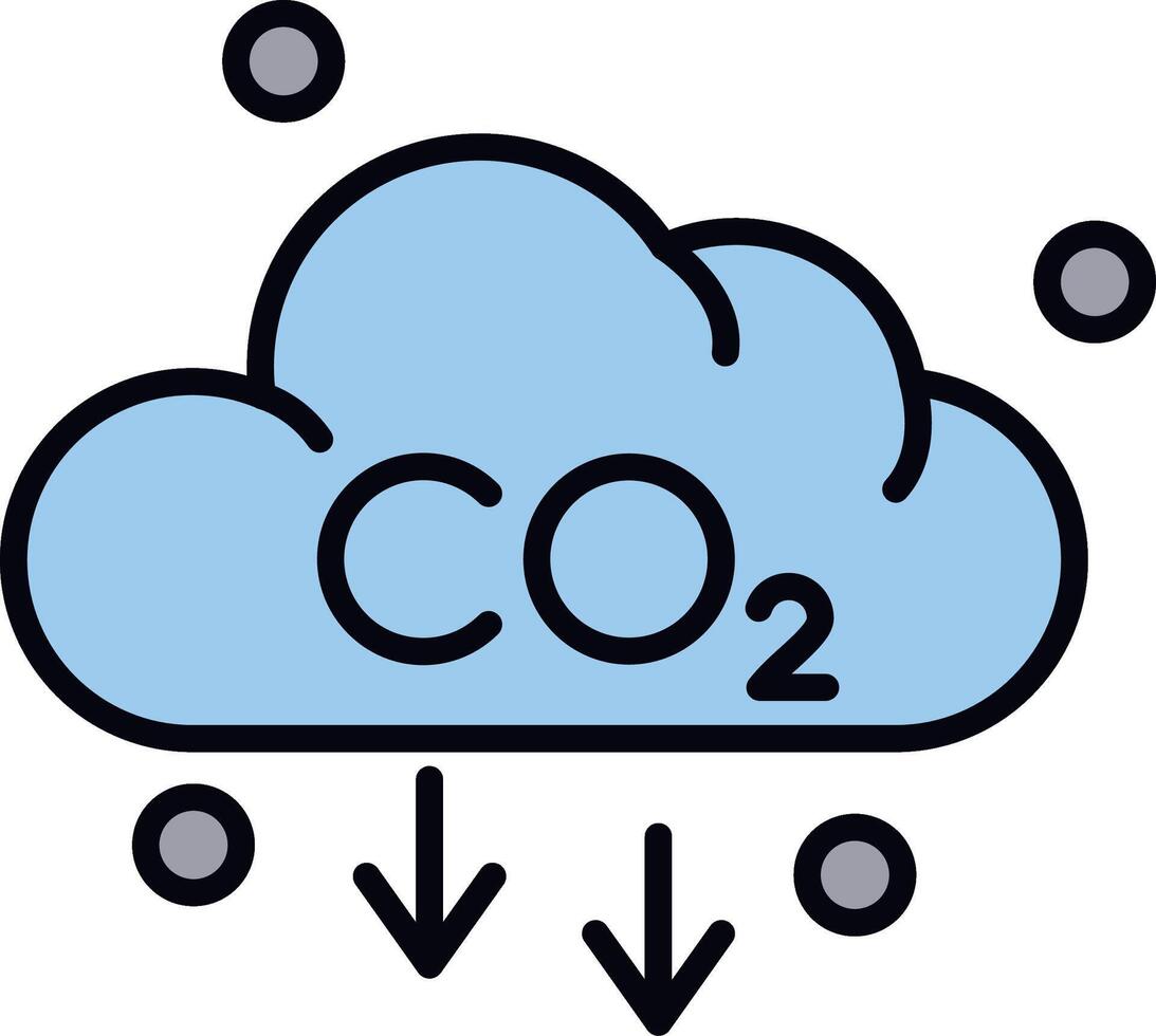 co2 línea lleno ligero icono vector