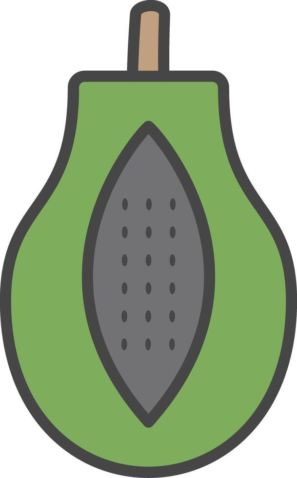 papaya línea lleno ligero icono vector