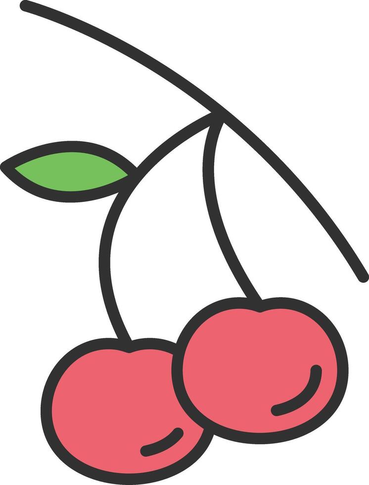 Cherries Line Filled Light Icon vector