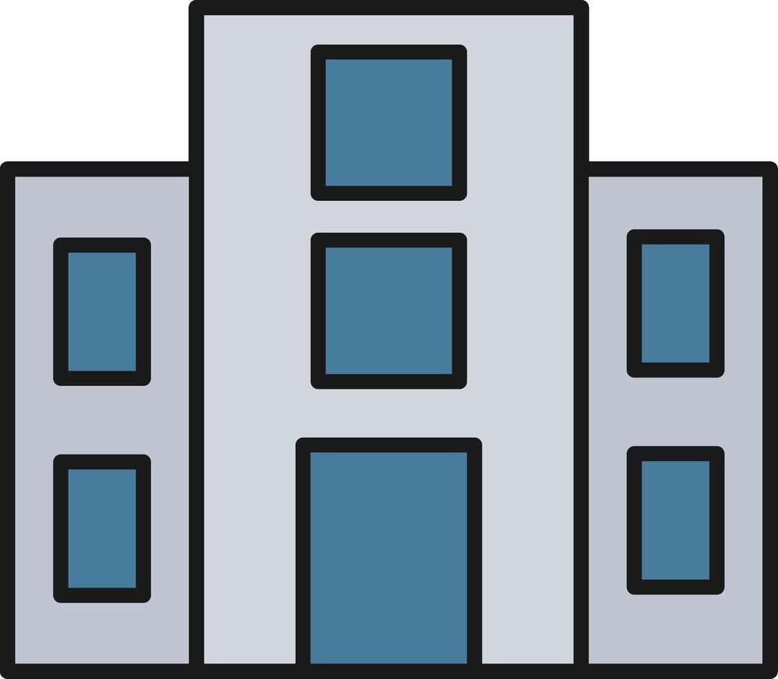 edificio línea lleno ligero icono vector