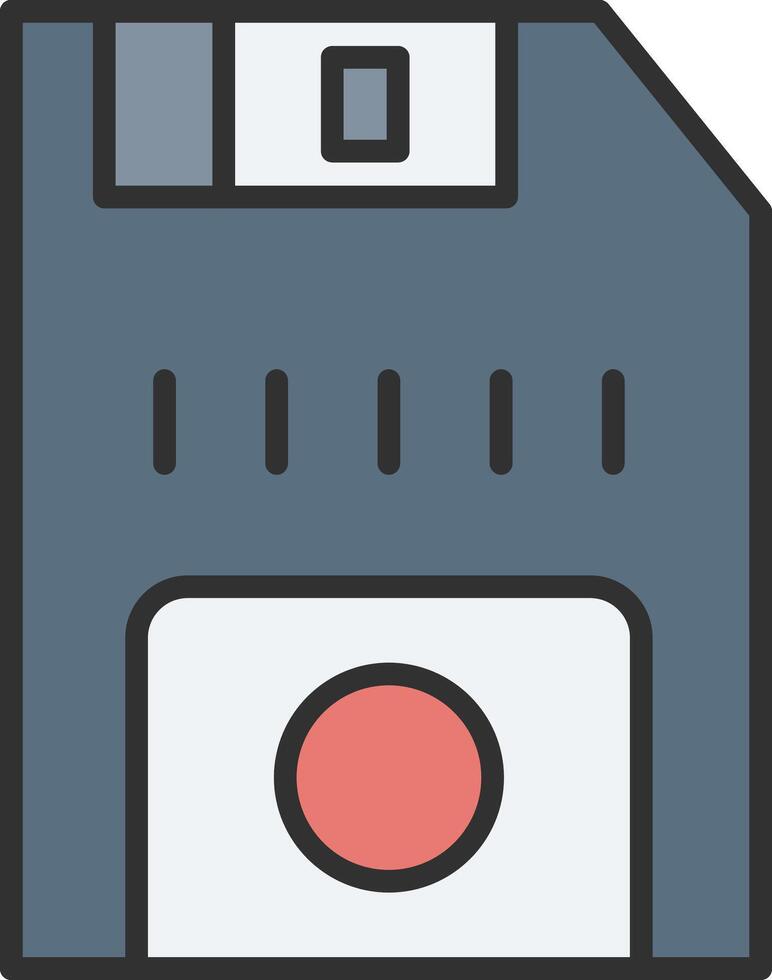 Floppy Disk Line Filled Light Icon vector