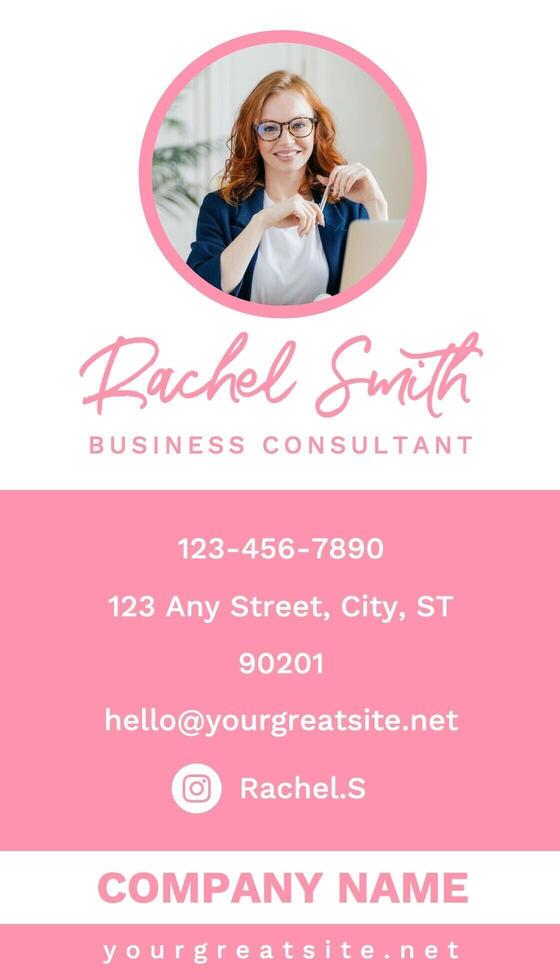 Pink Vertical Business Card template