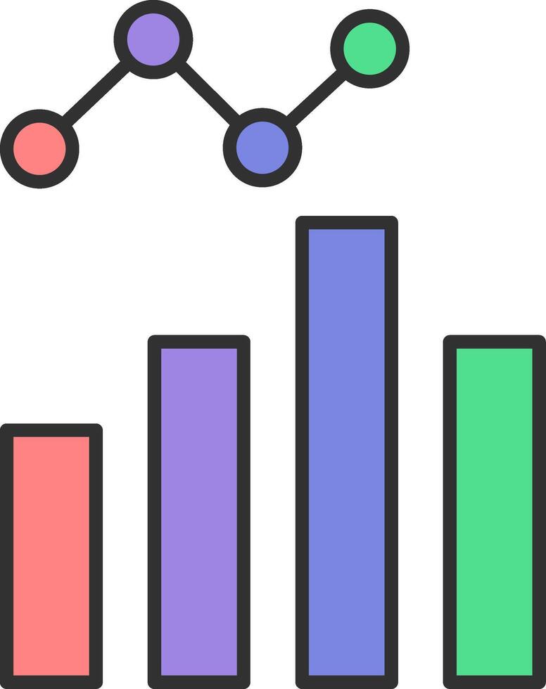 datos análisis línea lleno ligero icono vector