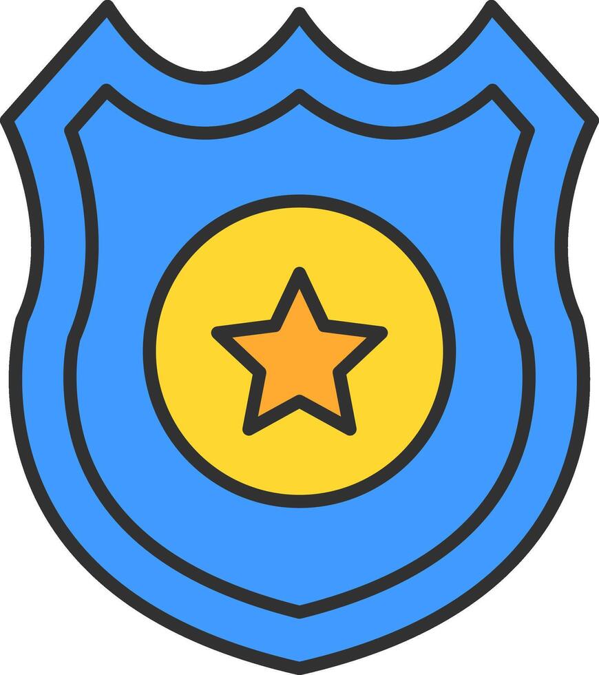 Police Badge Line Filled Light Icon vector