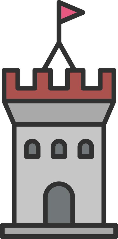 castillo línea lleno ligero icono vector