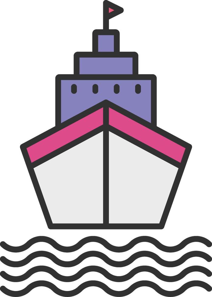 Ship Line Filled Light Icon vector