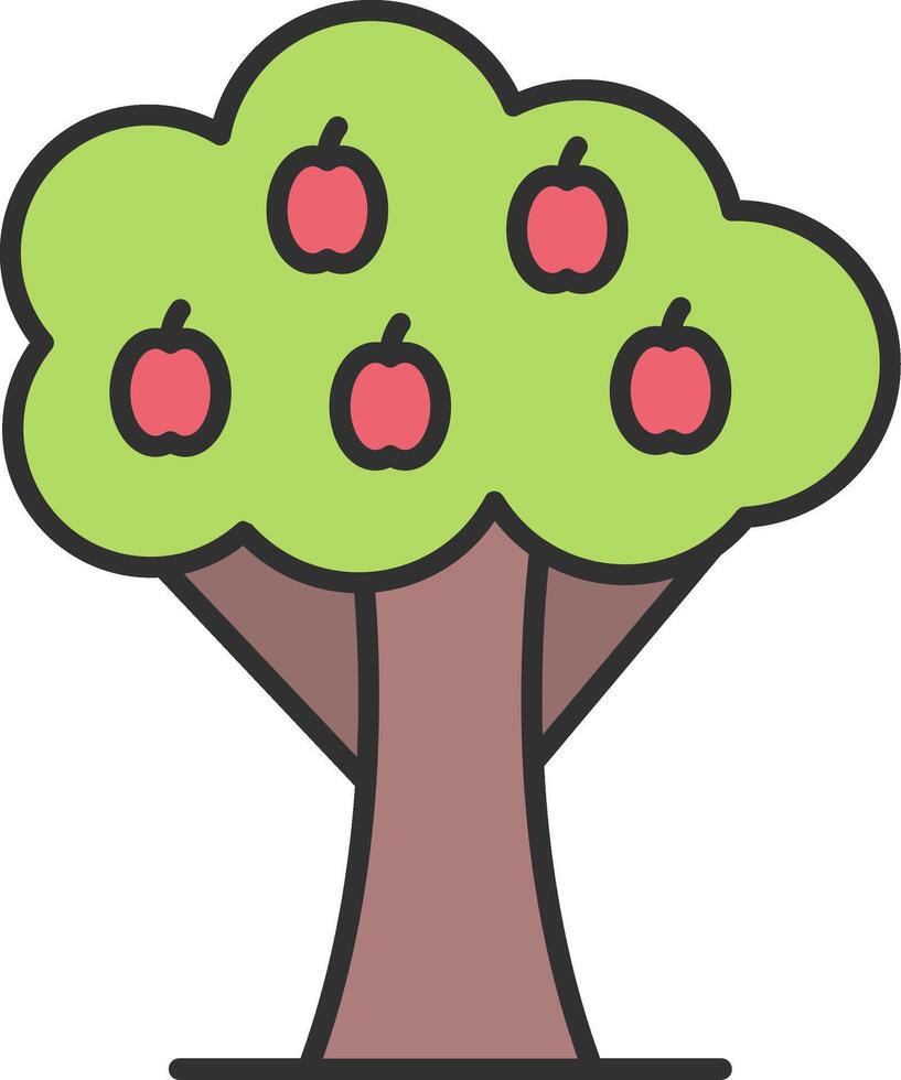 Fruit Tree Line Filled Light Icon vector