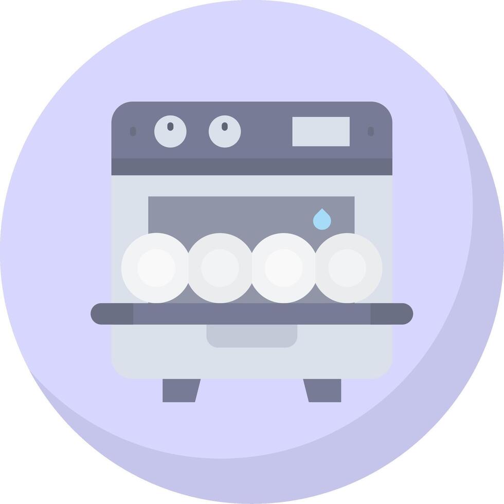 Dishwasher Glyph Flat Bubble Icon vector