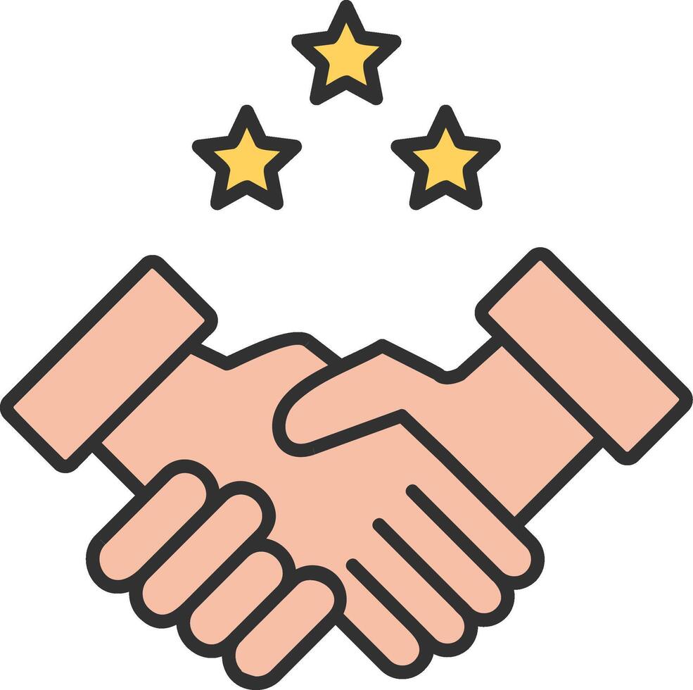 Partnership Handshake Line Filled Light Icon vector