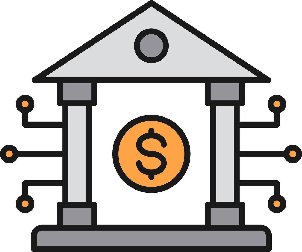 Banking System Line Filled Light Icon vector