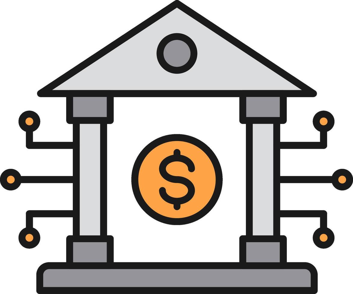 Banking System Line Filled Light Icon vector