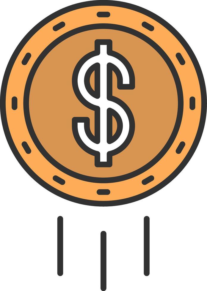 Dollar Coin Line Filled Light Icon vector