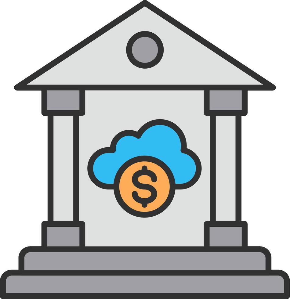 Cloud Banking Line Filled Light Icon vector