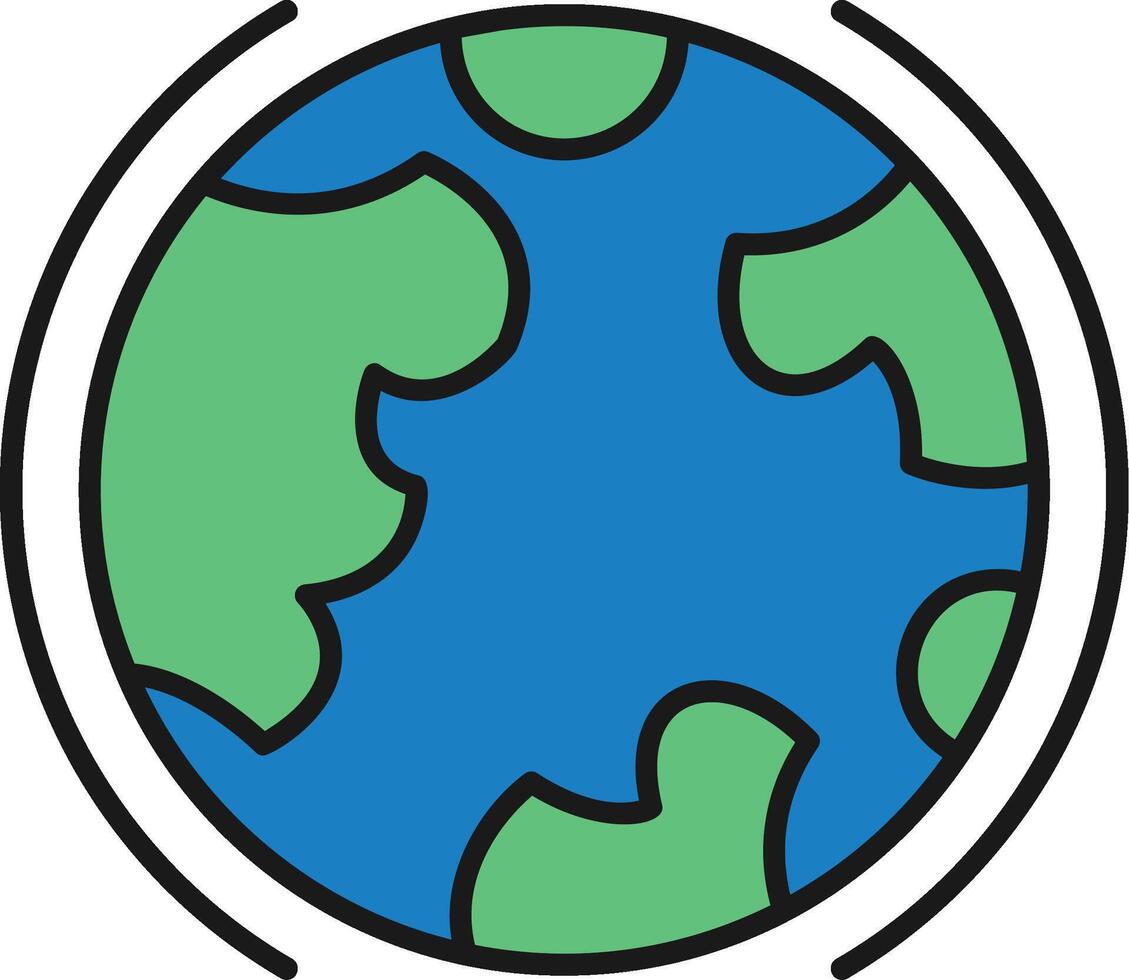 Earth Line Filled Light Icon vector