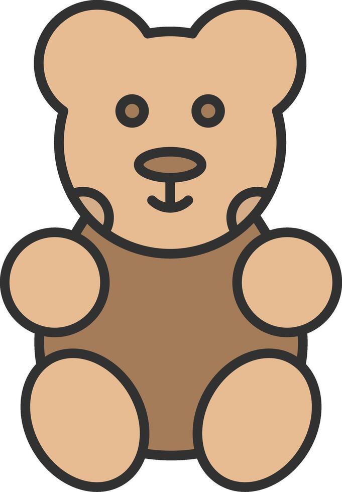 oso línea lleno ligero icono vector