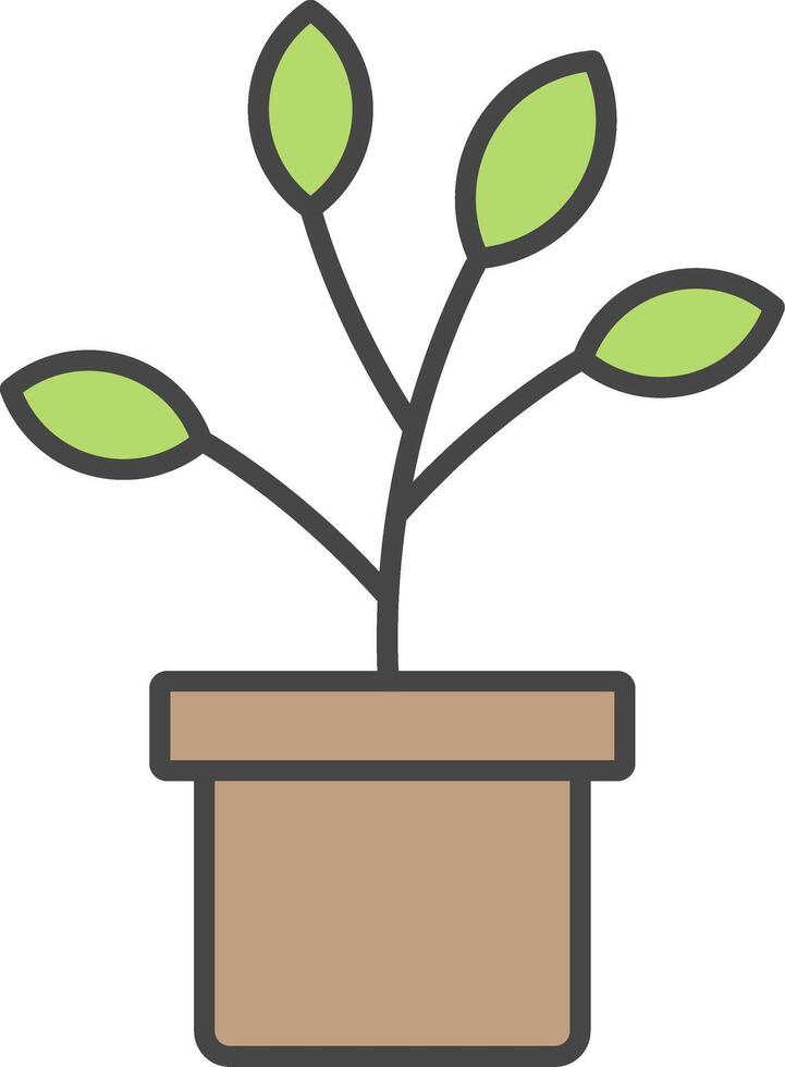 planta línea lleno ligero icono vector