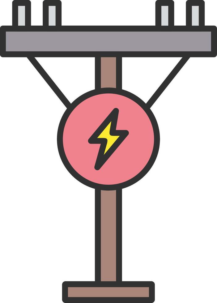 Electric Pole Line Filled Light Icon vector