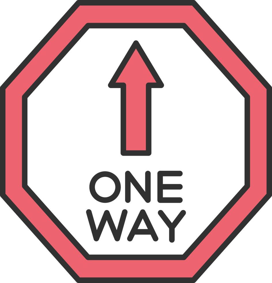 One Way Line Filled Light Icon vector