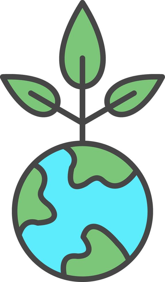 Earth Day Line Filled Light Icon vector