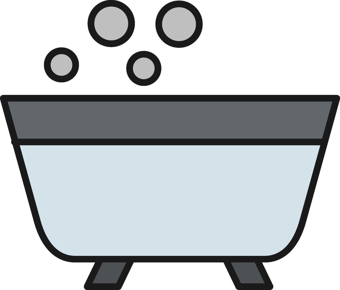 bañera línea lleno ligero icono vector