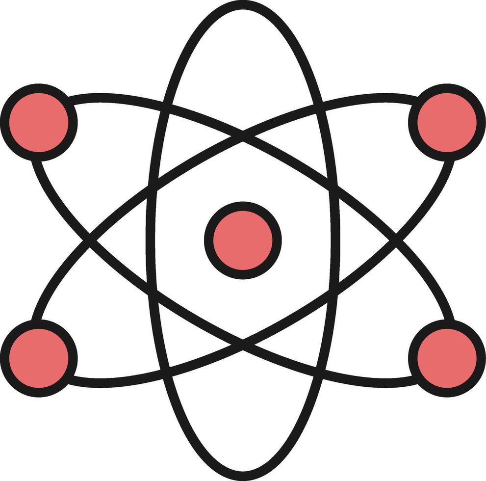 átomo línea lleno ligero icono vector