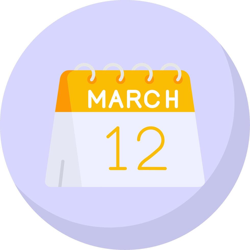 12mo de marzo glifo plano burbuja icono vector
