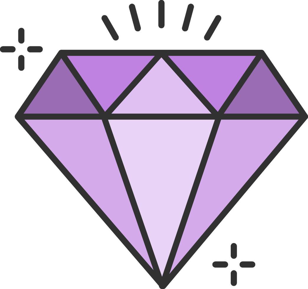 diamante línea lleno ligero icono vector