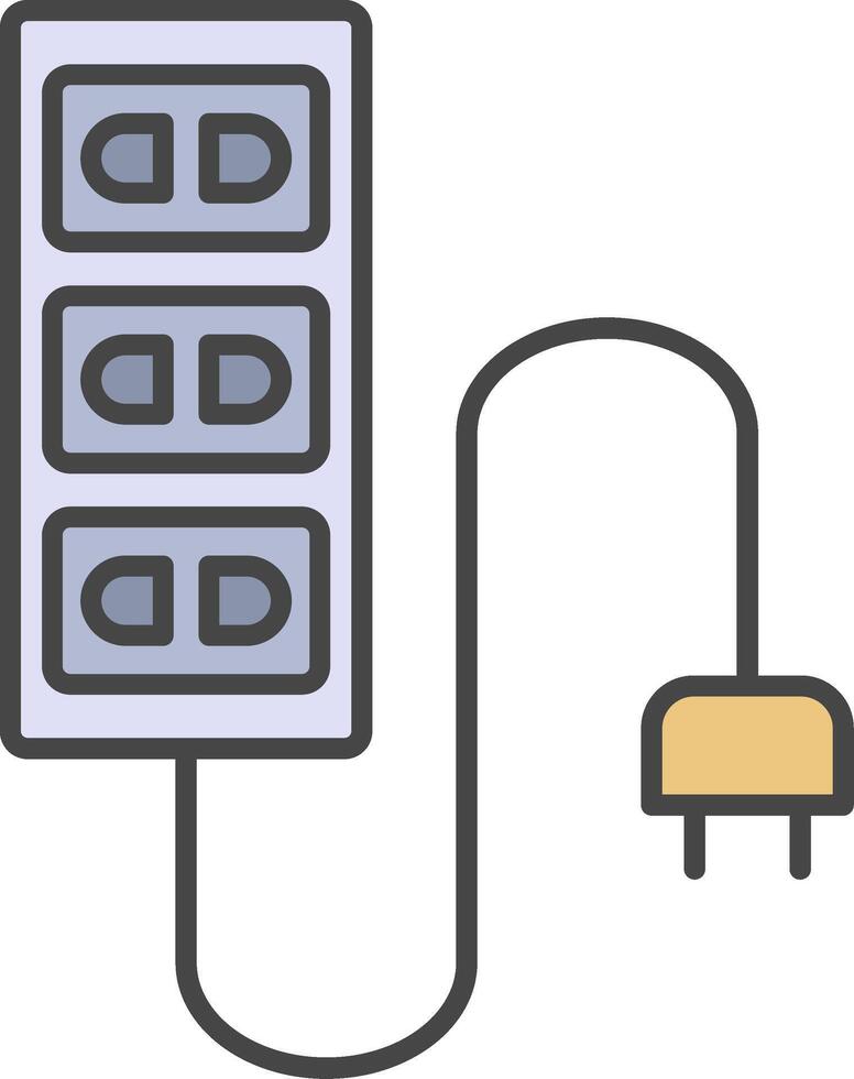 Extension Cord Line Filled Light Icon vector